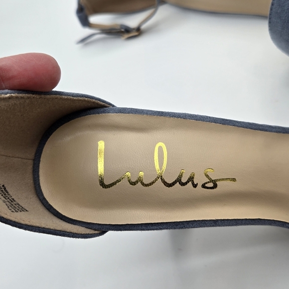 Lulus | Light Blue Suede 4" Strappy Heels Size 7 - Picture 7 of 9